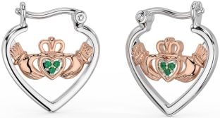 Smarald Rose Gold Cercei cu cerc Claddagh din argint