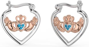 Topazio Rosa Oro Argento Claddagh Cerchio Orecchini