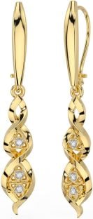 Diamond Gold Silver Celtic Trinity Knot Dangle Earrings