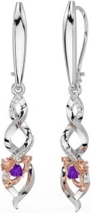 Diamante Amatista Rosa Oro Plata céltico Claddagh Colgar Pendientes