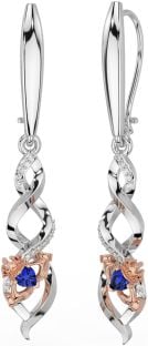 Diamante Zafiro Rosa Oro Plata céltico Claddagh Colgar Pendientes