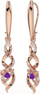 Diamant Amethyst Rose Gold Silber keltisch Claddagh Baumeln Ohrringe