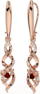 Diamant Granch Rose Gold Silber keltisch Claddagh Baumeln Ohrringe