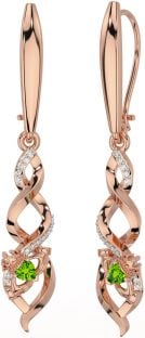 Diamante Peridoto Rosa Oro Plata céltico Claddagh Colgar Pendientes