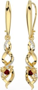 Diamante Granate Oro Plata céltico Claddagh Colgar Pendientes