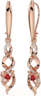 Diamant Rubis Rose Or celtique Claddagh Pendre Des boucles d'oreilles