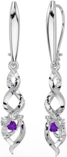 Diamante Ametista Argento celtico Claddagh Penzolare Orecchini