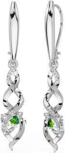 Diamante Peridoto Prata céltico Claddagh Pendurar Brincos