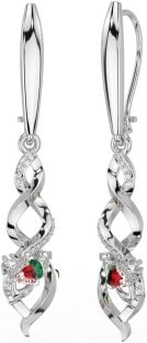 Diamante Rubi Prata céltico Claddagh Pendurar Brincos