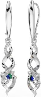 Diamante Safira Prata céltico Claddagh Pendurar Brincos