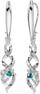 Diamant Topas Silber keltisch Claddagh Baumeln Ohrringe