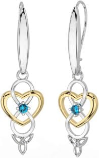 Topaz Gold Silver Infinity Celtic Trinity Knot Dangle Earrings