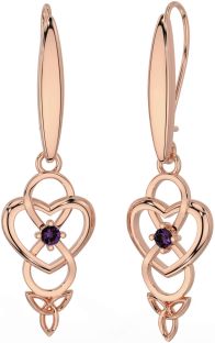 Alexandrite Rose Or Argent Infini celtique Trinité Noeud Pendre Des boucles d'oreilles