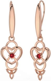 Rubis Rose Or Argent Infini celtique Trinité Noeud Pendre Des boucles d'oreilles