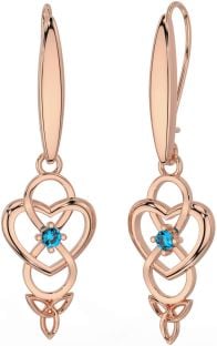 Topaz Rose Gold Nod Trinity Celtic Infinity de argint Cercei suspendați