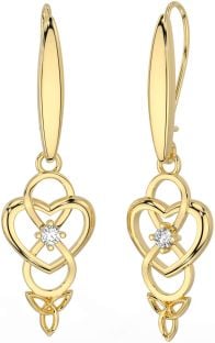 Diamond Gold Silver Infinity Celtic Trinity Knot Dangle Earrings