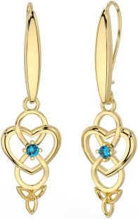 Topaz Gold Silver Infinity Celtic Trinity Knot Dangle Earrings