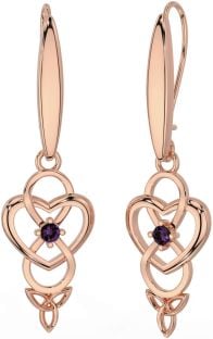 Alexandrite Rose Gold Infinity Celtic Trinity Knot Dangle Earrings