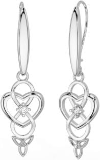 Diamond Silver Infinity Celtic Trinity Knot Dangle Earrings