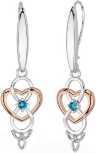 Topaz Rose Gold Nod Trinity Celtic Infinity de argint Cercei suspendați