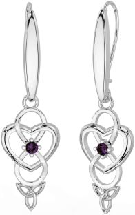 Alexandrite Blanc Or Infini celtique Trinité Noeud Pendre Des boucles d'oreilles