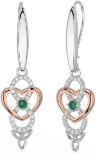 Trandafir de smarald diamant Aur Argint Infinity Trinity Celtic Cercei Knot Dangle