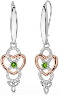 Diamante Peridoto Rosa Oro Plata Infinidad céltico Trinidad Nudo Colgar Pendientes