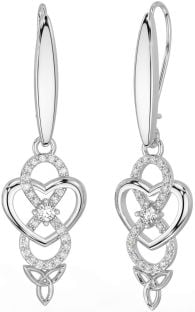 Diamant Argent Infini celtique Trinité Noeud Pendre Des boucles d'oreilles