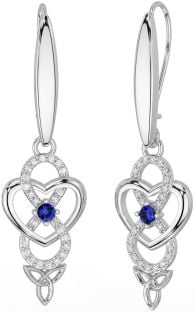 Diamant Safir Argint Infinity Celtic Trinity Knot Dangle Cercei