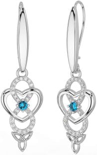 Diamant Topaze Argent Infini celtique Trinité Noeud Pendre Des boucles d'oreilles