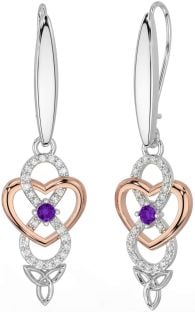 Diamante Amatista Rosa Oro Plata Infinidad céltico Trinidad Nudo Colgar Pendientes