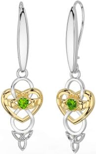 Peridoto Oro Plata céltico Claddagh Infinidad Trinidad Nudo Colgar Pendientes