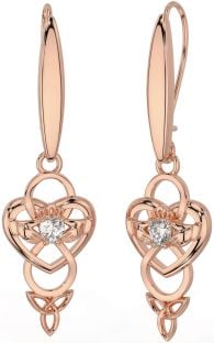 Diamante Rosa Oro Plata céltico Claddagh Infinidad Trinidad Nudo Colgar Pendientes