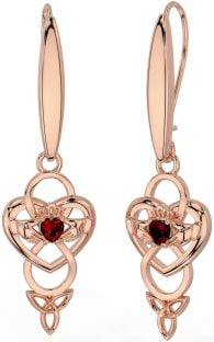 Granate Rosa Oro Plata céltico Claddagh Infinidad Trinidad Nudo Colgar Pendientes