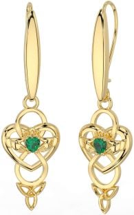 Esmeralda Oro Plata céltico Claddagh Infinidad Trinidad Nudo Colgar Pendientes