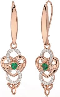 Diamante Esmeralda Rosa Ouro Prata céltico Claddagh Infinidade Trindade Nó Pendurar Brincos