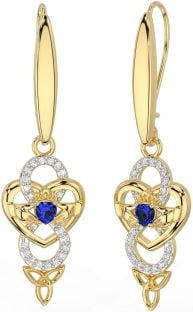 Diamant Saphir Gold Silber keltisch Claddagh Unendlichkeit Dreieinigkeit Knoten Baumeln Ohrringe