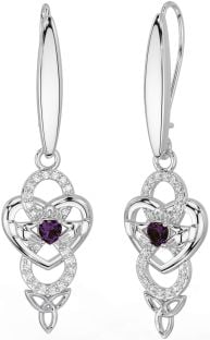 Diamante Alessandrite Argento celtico Claddagh Infinito Trinità Nodo Penzolare Orecchini