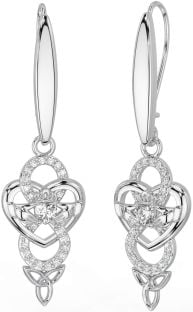 Celtic Diamond Silver Claddagh Infinity Trinity Knot Dangle Cercei