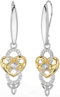 Diamante Oro Plata céltico Claddagh Infinidad Trinidad Nudo Colgar Pendientes