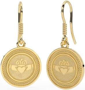 Ouro Prata céltico Claddagh Pendurar Brincos