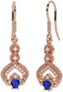 Diamante Zafiro Rosa Oro Plata Claddagh céltico Trinidad Nudo Colgar Pendientes