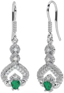 Diamante Esmeralda Plata Claddagh céltico Trinidad Nudo Colgar Pendientes