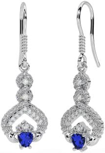 Diamante Zafiro Plata Claddagh céltico Trinidad Nudo Colgar Pendientes