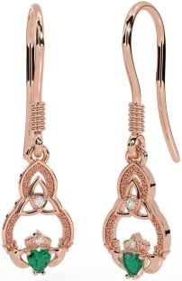 Trandafir de smarald diamant Aur Argint Claddagh Celtic Trinity Cercei Knot Dangle