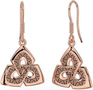 Rose Gold Silver Black Rhodium Celtic Trinity Knot Dangle Earrings