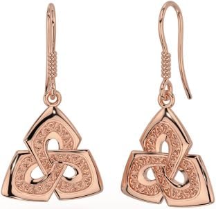 Rose Gold Silver Celtic Trinity Knot Dangle Earrings