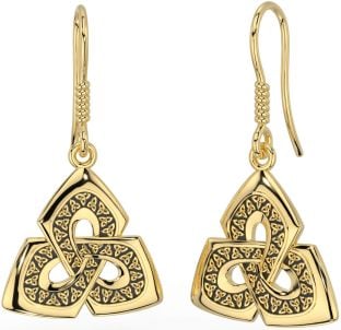 Gold Silver Black Rhodium Celtic Trinity Knot Dangle Earrings