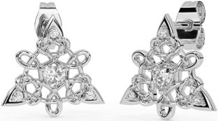 Diamond Silver Celtic Trinity Knot Stud Earrings