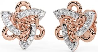 Diamant Rose Gold Silber keltisch Dreieinigkeit Knoten Zucht Ohrringe